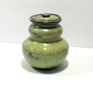 Hillary Pottery Handmade Artist Signed Medium Lidded Jar 5.5” Tall
